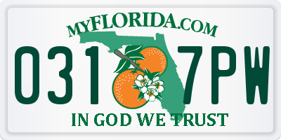 FL license plate 0317PW