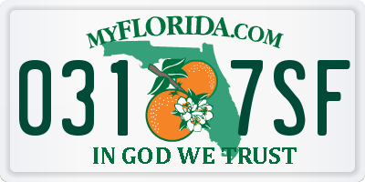 FL license plate 0317SF