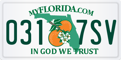 FL license plate 0317SV