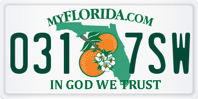 FL license plate 0317SW