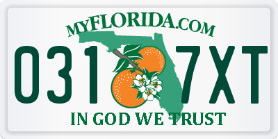FL license plate 0317XT