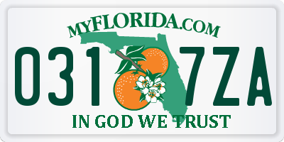 FL license plate 0317ZA