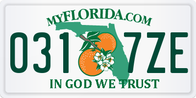 FL license plate 0317ZE