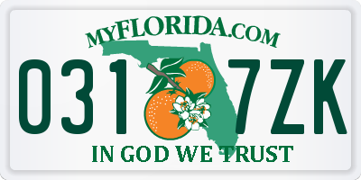 FL license plate 0317ZK