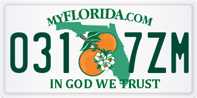 FL license plate 0317ZM