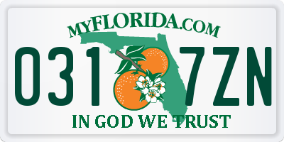FL license plate 0317ZN