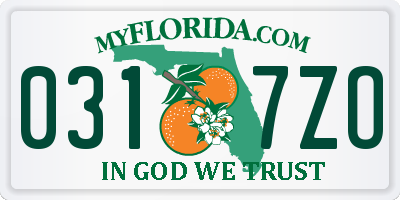 FL license plate 0317ZO