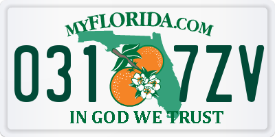 FL license plate 0317ZV