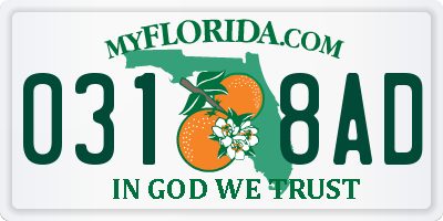FL license plate 0318AD