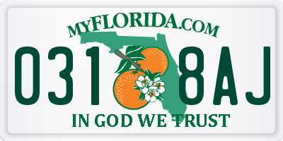 FL license plate 0318AJ