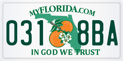FL license plate 0318BA