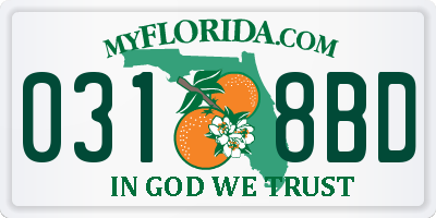FL license plate 0318BD