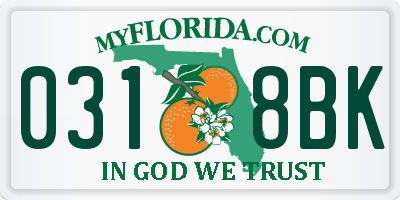 FL license plate 0318BK