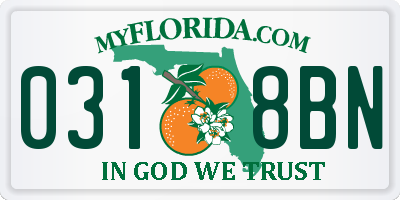 FL license plate 0318BN