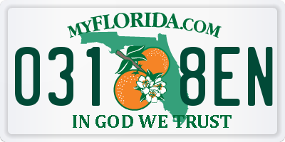 FL license plate 0318EN