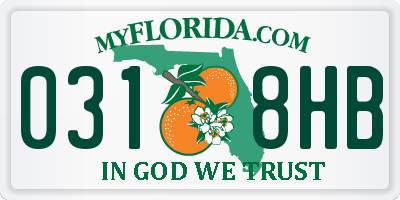 FL license plate 0318HB