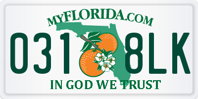 FL license plate 0318LK