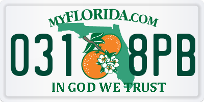 FL license plate 0318PB