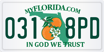 FL license plate 0318PD