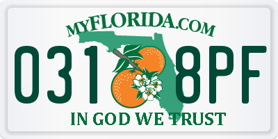 FL license plate 0318PF