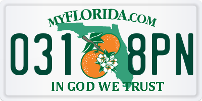 FL license plate 0318PN