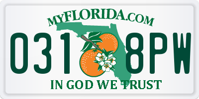 FL license plate 0318PW