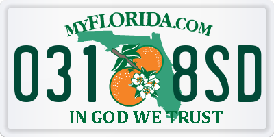 FL license plate 0318SD