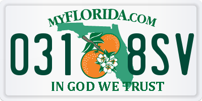 FL license plate 0318SV