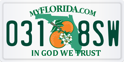FL license plate 0318SW