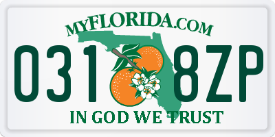 FL license plate 0318ZP