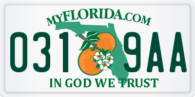 FL license plate 0319AA