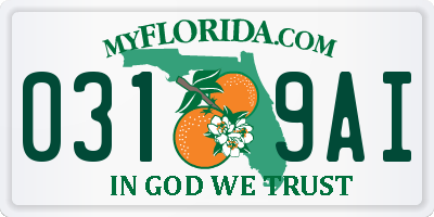 FL license plate 0319AI