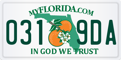 FL license plate 0319DA