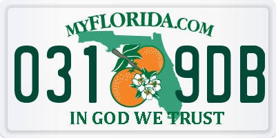 FL license plate 0319DB