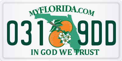 FL license plate 0319DD