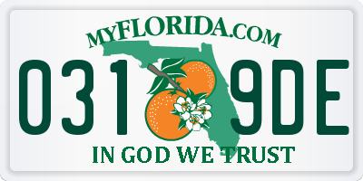FL license plate 0319DE