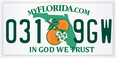 FL license plate 0319GW