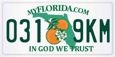 FL license plate 0319KM