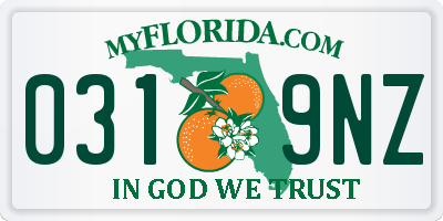 FL license plate 0319NZ