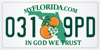FL license plate 0319PD