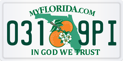 FL license plate 0319PI