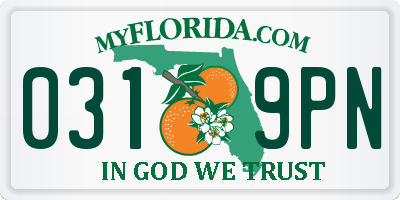 FL license plate 0319PN