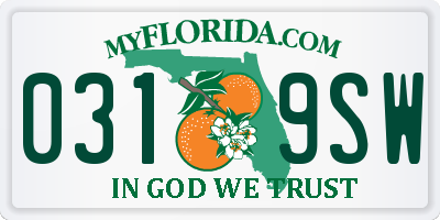 FL license plate 0319SW