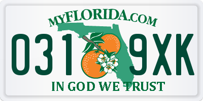 FL license plate 0319XK
