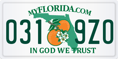 FL license plate 0319ZO