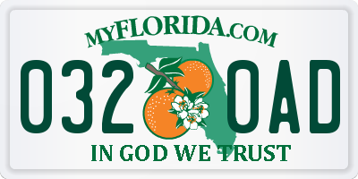 FL license plate 0320AD