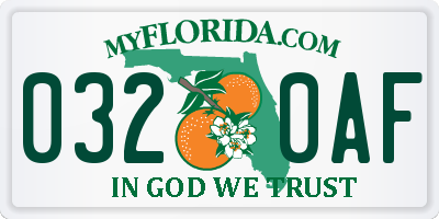 FL license plate 0320AF