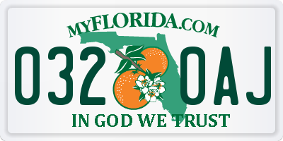 FL license plate 0320AJ