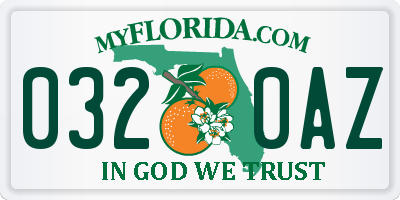 FL license plate 0320AZ