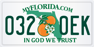 FL license plate 0320EK